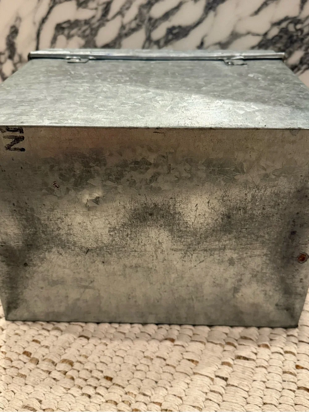 Vintage Galvanized Metal Dome Lunch Box Storage Chest Trunk 10.5x7.5x13